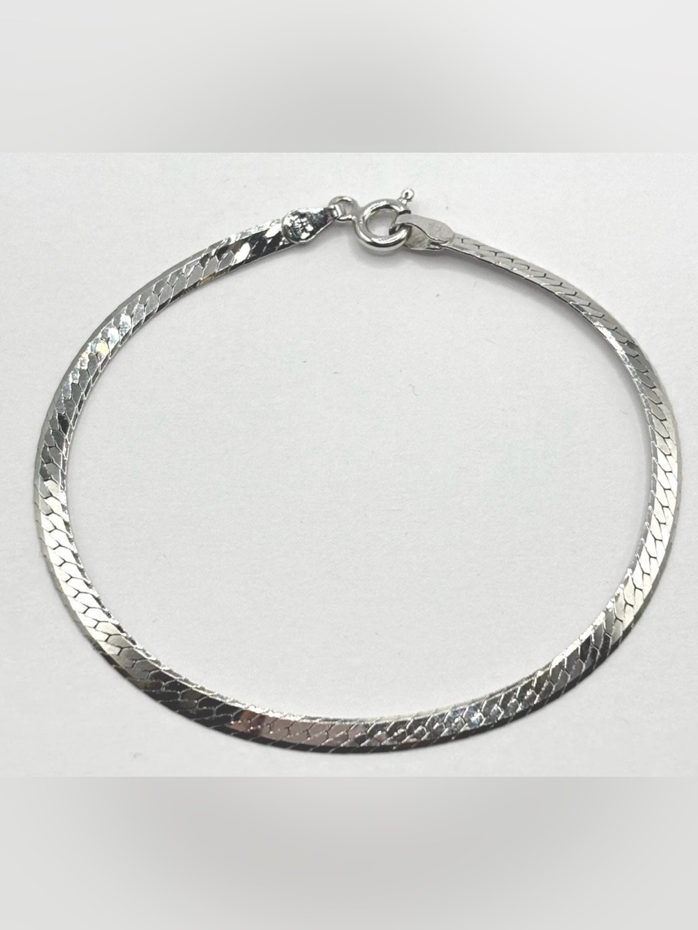 Vintage Italy Sterling Silver 925 Herringbone Link Chain Bracelet 7”